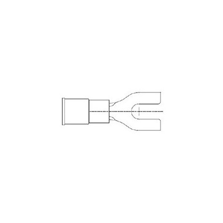 Molex Fork Terminal, #6 Stud Size, 14 AWG, PVC Insulated, Blue, Crimp Termination Only 191420029